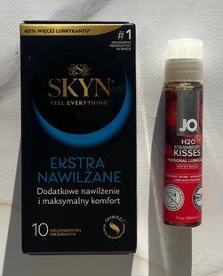 Комплект SKYN Extra Lube 10шт + Смазка System JO H2O &mdash; Strawberry Kiss (30 мл) SOS2135 фото