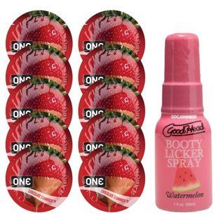 Комплект ONE Chocolate Strawberry 10 шт + Doc Johnson &ndash; Watermelon, 29 мл SOS13773 фото