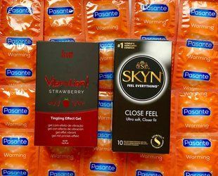 Набор 22 шт SKYN Close Feel - Pasante Warming + Жидкий вибратор Intt Vibration Strawberry (15 мл) SOS1584 фото