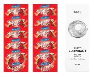 Комплект Pasante Strawberry 10шт. + Лубрикант Satisfyer Juicy Lubricant Boogy Booty 300 мл SOS11647 фото