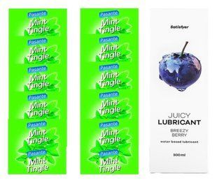 Комплект Pasante Mint 10шт. + Лубрикант Satisfyer Juicy Lubricant Breezy Berry 300 мл SOS11697 фото