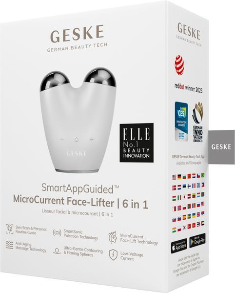 Мікрострумовий підтягувач обличчя GESKE MicroCurrent Face-Lifter 6в1 white HB0139 фото