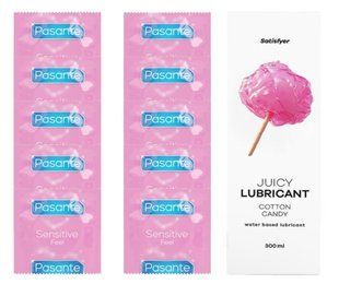 Комплект: Pasante extra sensitive 10 шт. + Лубрикант Satisfyer Cotton Candy SOS11511 фото