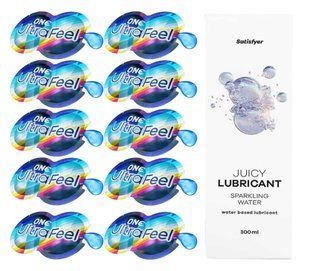 Комплект 𝐎𝐍𝐄 𝐔𝐥𝐭𝐫𝐚𝐅𝐞𝐞𝐥 10 шт. + Лубрикант Satisfyer Juicy Lubricant Sparkling Water (300 мл) SOS12302 фото