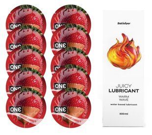 ONE Chocolate Strawberry 10 шт. + Лубрикант Satisfyer Warm Wave 300 мл SOS12452 фото