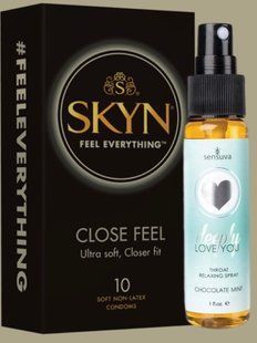 Набор SKYN Close Feel пачка 10 штук + Спрей для минета Sensuva Deeply Love You Chocolate Mint (29 мл) SOS5014 фото
