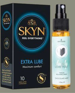 Набор Skyn ​​Extra Lube 10 штук + Спрей Sensuva Deeply Love You Chocolate Mint (29 мл) SOS5214 фото