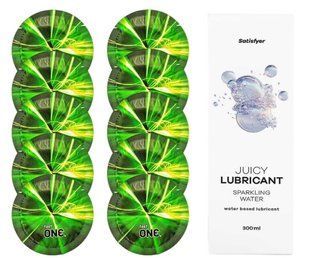 Комплект One Glowing 10 шт. + Лубрикант Satisfyer Juicy Lubricant Sparkling Water (300 мл) SOS12196 фото