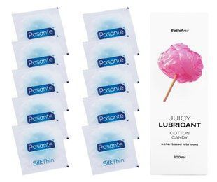 Комплект Pasante Silk 10шт. + Лубрикант Satisfyer Juicy Lubricant Cotton Candy 300 мл SOS11546 фото
