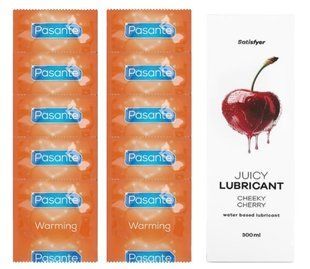Комплект Pasante Warming 10шт. + Лубрикант Satisfyer Juicy Lubricant Cheeky Cherry 300 мл SOS11596 фото