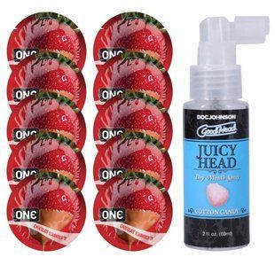 Комплект ONE Chocolate Strawberry 10 шт + Doc Johnson GoodHead &ndash; Cotton Candy, 59 мл SOS13772 фото
