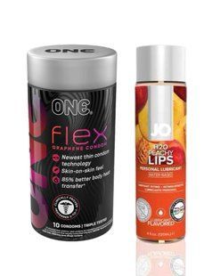 ONE Flex 10 шт. + Змазка на водній основі System JO H2O &mdash; Peachy Lips (120 мл) SOS6384 фото