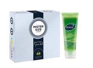 Mister Size - Pure Feel - 49 (36 шт) и Лубрикант Unimil Aqua Aloe &ndash; 80 мл SOS936 фото