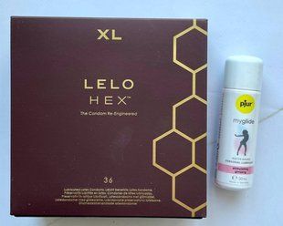 Комплект LELO HEX Respect XL 36 шт + Возбуждающая смазка pjur my glide 30 мл, с женьшенем SOS1932 фото