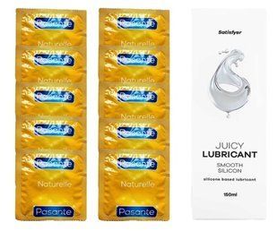 Набор Pasante Naturelle 10 шт. + Лубрикант Satisfyer Smooth Silicon (150 мл) SOS12045 фото