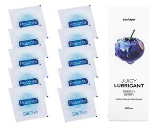 Комплект Pasante Silk 10шт. + Лубрикант Satisfyer Juicy Lubricant Breezy Berry 300 мл SOS11545 фото