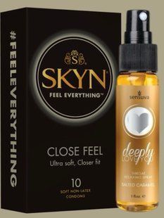 Набор SKYN Close Feel пачка 10 штук + Спрей для минета Sensuva Deeply Love You Salted Caramel (29 мл) SOS5011 фото