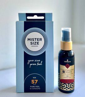 Mister Size - Pure Feel - 57 (10 шт) и Лубрикант Sensuva - Ultra-Stimulating On Insane Cherry Pop 57 ml SOS1034 фото
