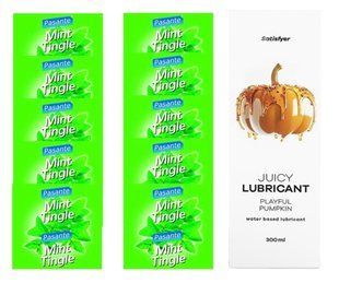 Комплект Pasante Mint 10шт. + Лубрикант Satisfyer Juicy Lubricant Playful Pumpkin 300 мл SOS11693 фото