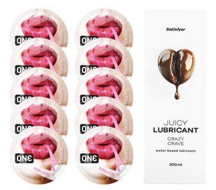 Комплект 𝐎𝐍𝐄 Bubblegum 10 шт. + Лубрикант Satisfyer Juicy Lubricant Crazy Crave (300 мл) SOS12243 фото