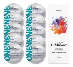 Комплект 𝐎𝐍𝐄 𝐏𝐥𝐮𝐬 10 шт. + Лубрикант Satisfyer Juicy Lubricant Euphoric Orgasm (300 мл) SOS12343 фото