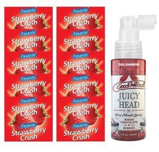 Pasante Strawberry Crush 10 шт + Doc Johnson GoodHead - White Chocolate and Berries, 59 мл SOS13970 фото